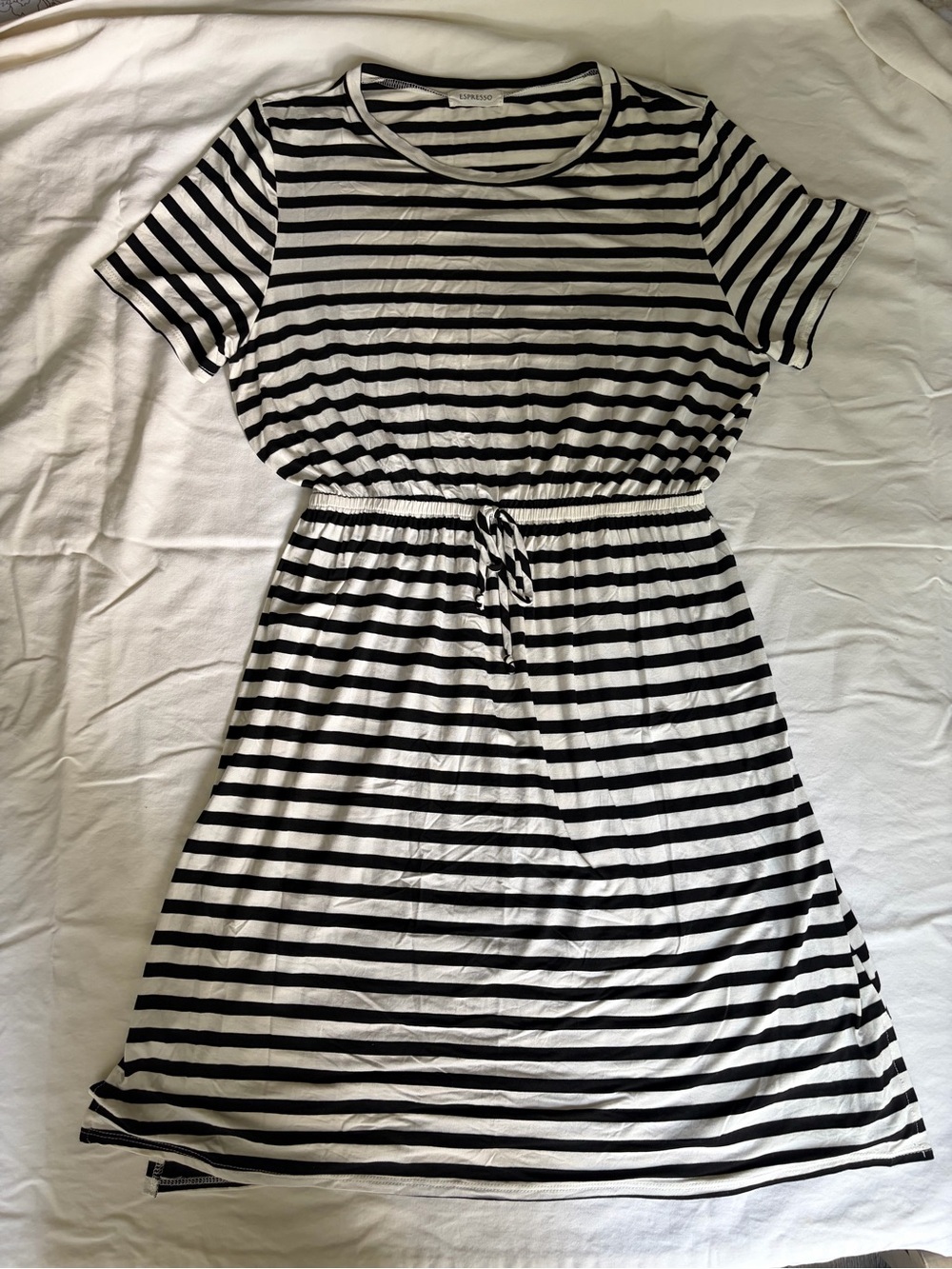 Espresso Black and White Striped Knee length Dress Size L